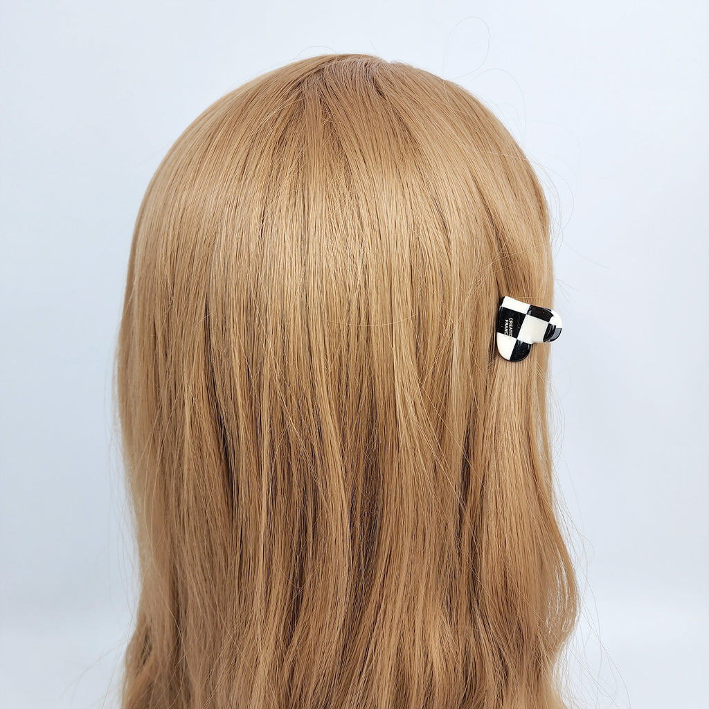 Mini Checker Hair Claw / Cellulose Small French Hair Pin / Hair Accessory for Woman / Metal Hair Pin for Girls