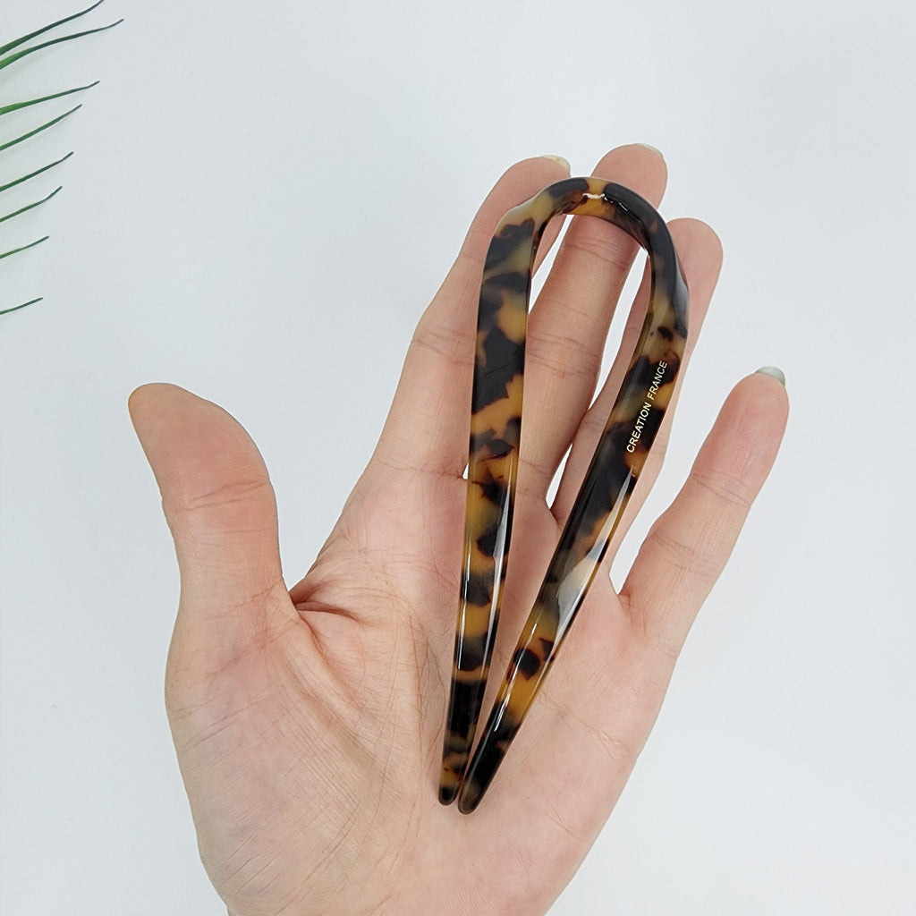 Water Drop U Shape Big Hair Stick / Tortoise Shell French Hair Pin / Hair Fork for Thick Hair