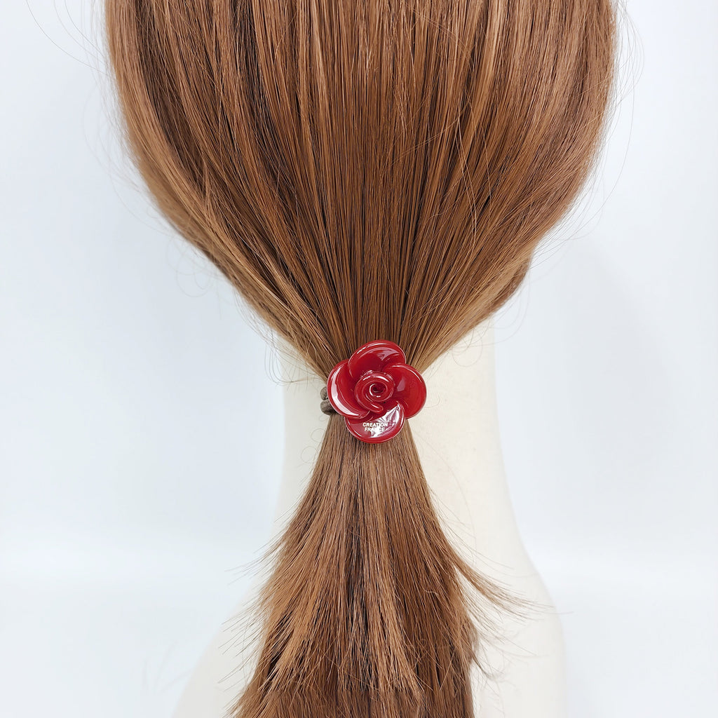 Vivid Color Flower Hair Tie / Simple Cute Ponytail Holder / Hair Accessory for Woman / French Hair Tie / Flower Hair Tie