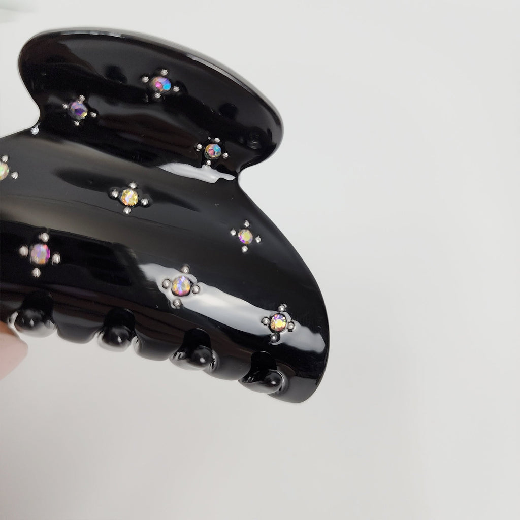 Chic Star Half Moon Hair Claw Clip with Cubic Stone (2.6 Inch) / Luxurious French Hair Pin / Hair Accessory for Woman