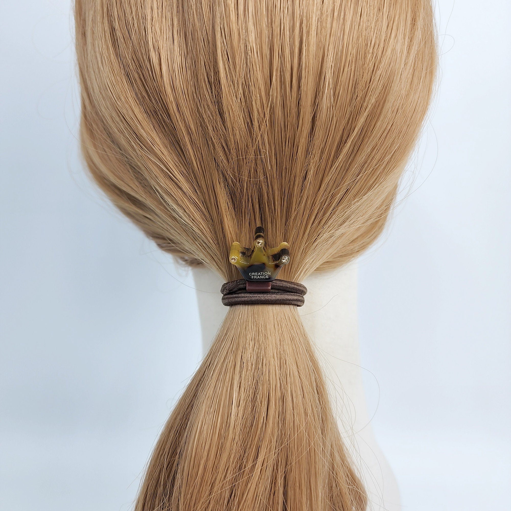 Leopard Marble Mini Crown Hair Tie with Cubic / Pure Color Simple Ponytail Holder / Hair Accessory for Woman / French Hair Pin