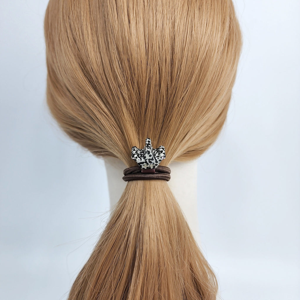 Leopard Marble Mini Crown Hair Tie with Cubic / Pure Color Simple Ponytail Holder / Hair Accessory for Woman / French Hair Pin