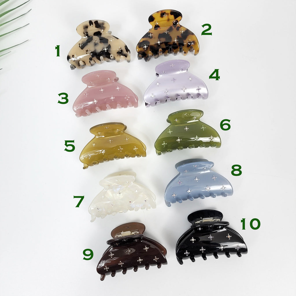Chic Star Half Moon Hair Claw Clip with Cubic Stone (2.6 Inch) / Luxurious French Hair Pin / Hair Accessory for Woman