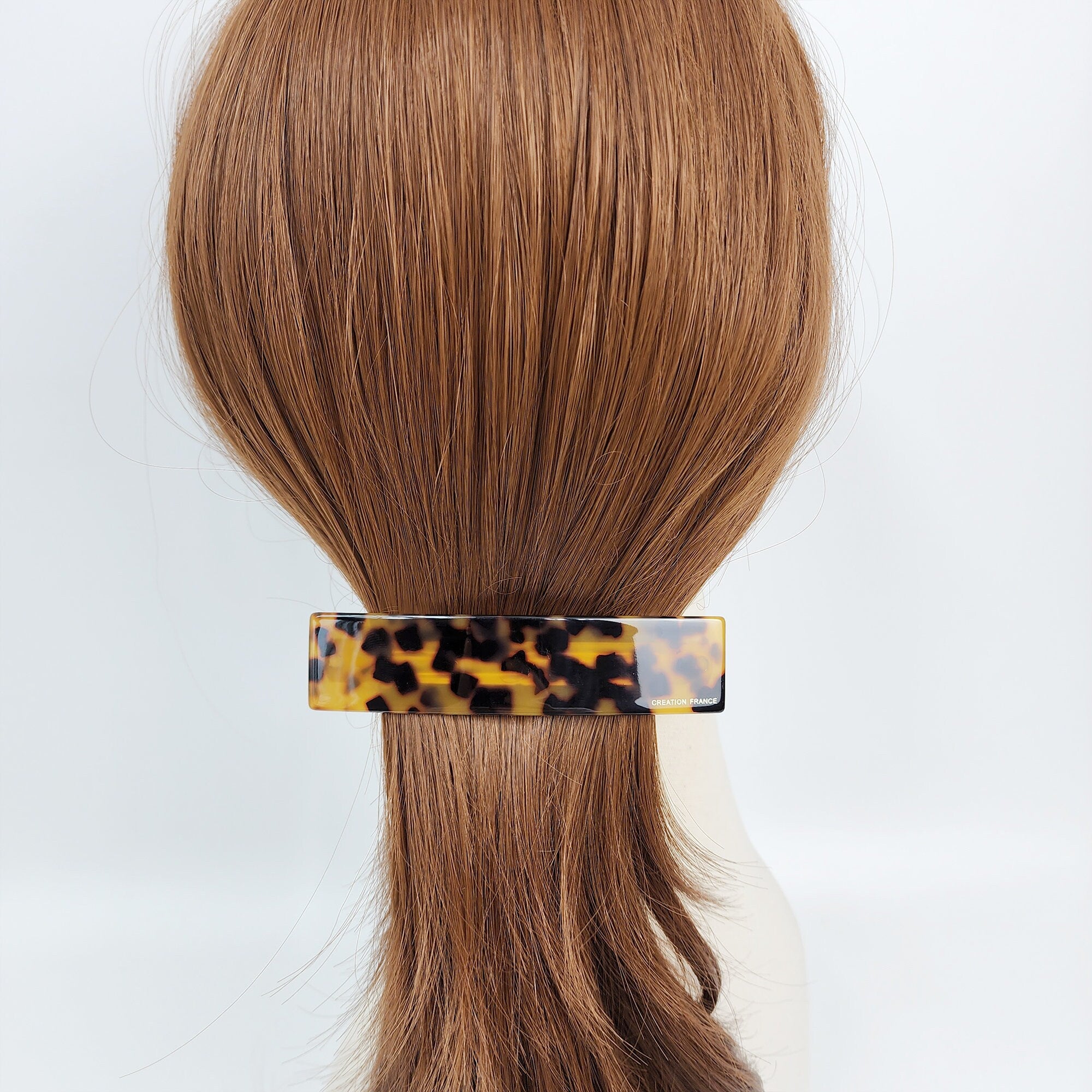 Leopard Square Hair Barrette (4.1 Inch) / Tortoise Shell French Hair Pin / Hair Accessory for Woman / Automatic Hair Clip Claw