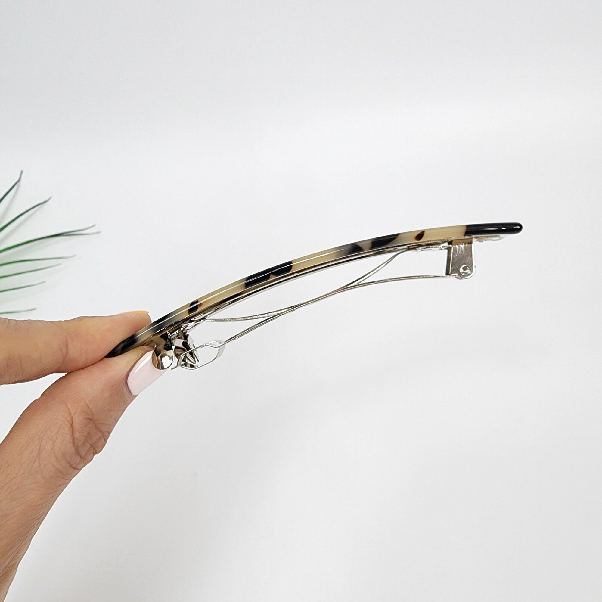 Leopard Square Hair Barrette (4.1 Inch) / Tortoise Shell French Hair Pin / Hair Accessory for Woman / Automatic Hair Clip Claw