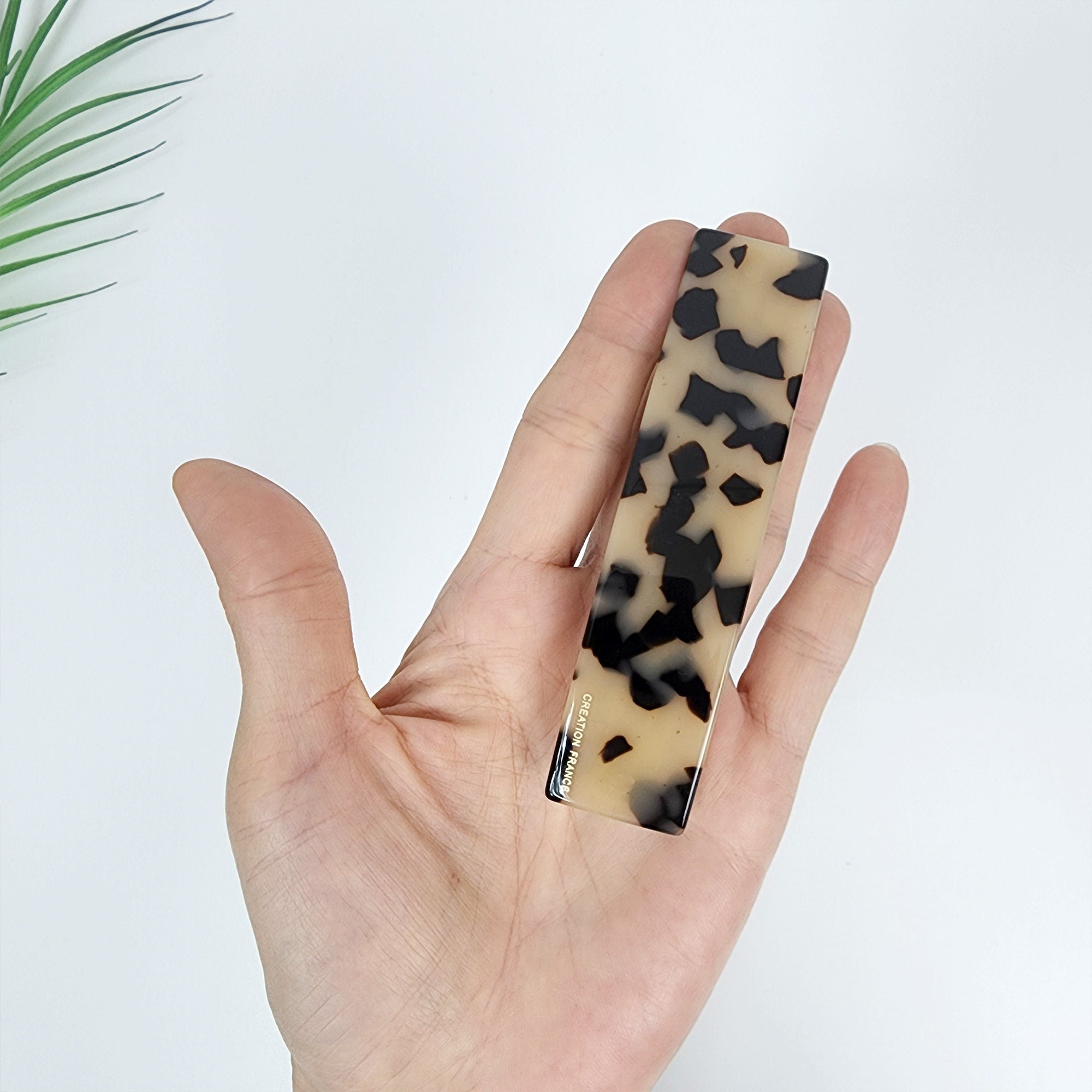 Leopard Square Hair Barrette (4.1 Inch) / Tortoise Shell French Hair Pin / Hair Accessory for Woman / Automatic Hair Clip Claw