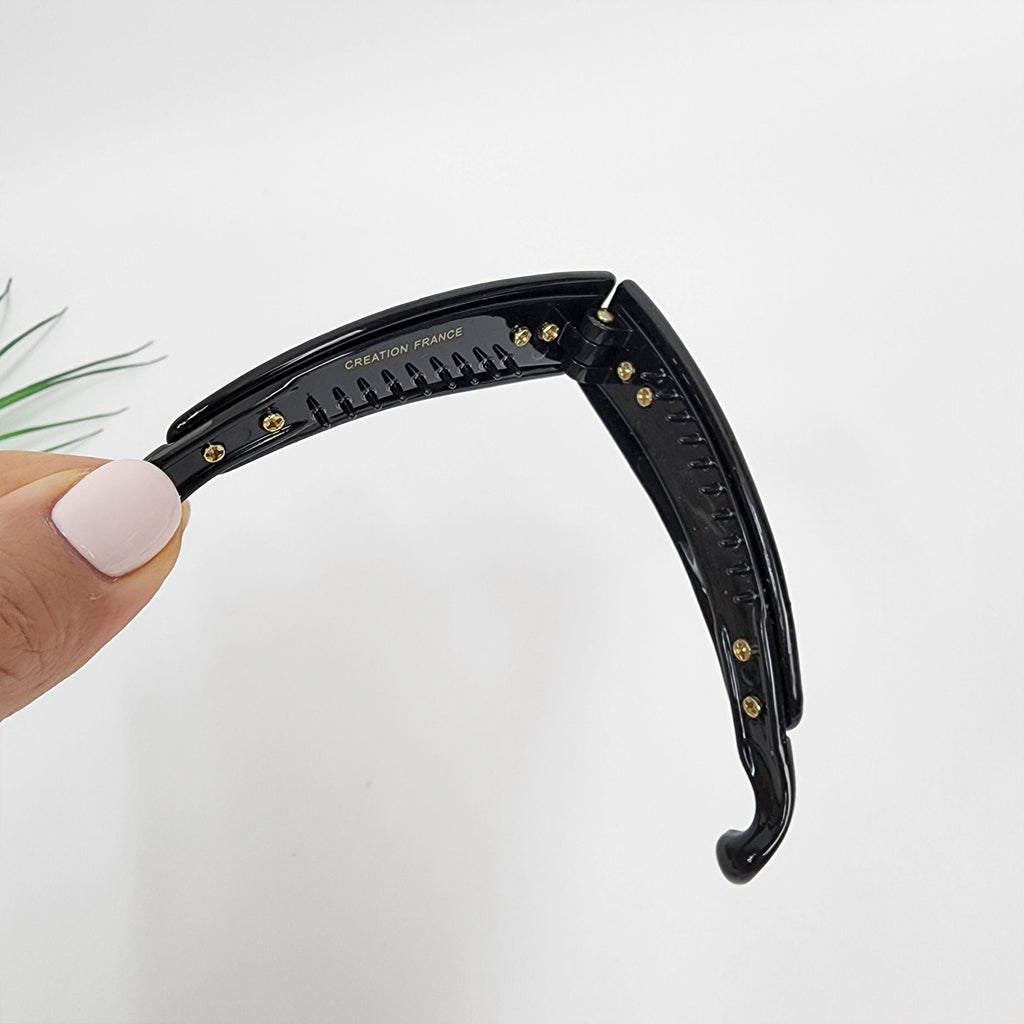 Leopard Black Basic Small Banana Claw Clip with Cubic / Luxurious French Hair Pin / Hair Comb Barrette for Woman