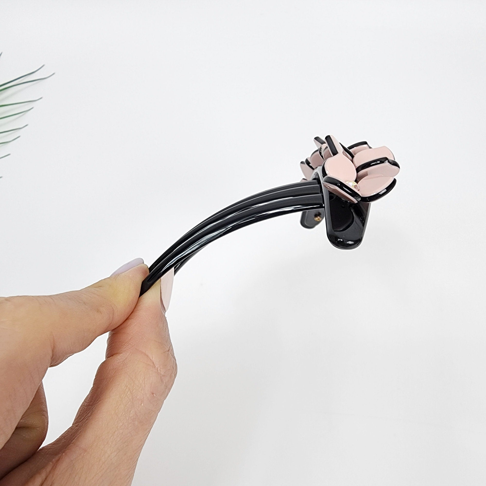 Long Leg Non-slip Hair Comb Pin with Cubic Stone (4.3 Inch) / Flower Hair Pin / Luxurious French Hair Pin / Hair Fork for Woman