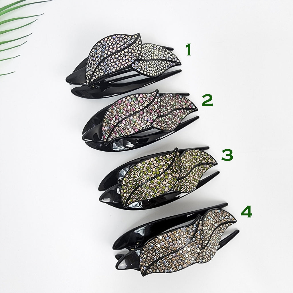 Leaf Shape Big Clip Hair Claw with Cubic / Tortoise Shell Hair Comb Barrette / Clincher Comb Hair Accessory