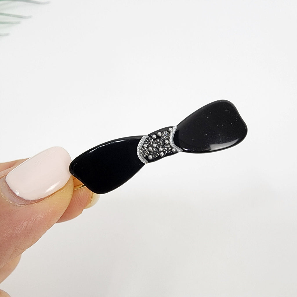 Cute Ribbon Extra Mini Bobby Pin (1.6 Inch) / Pure Color Small French Hair Pin / Hair Accessory for Woman / Snap Clip for Thin Hair