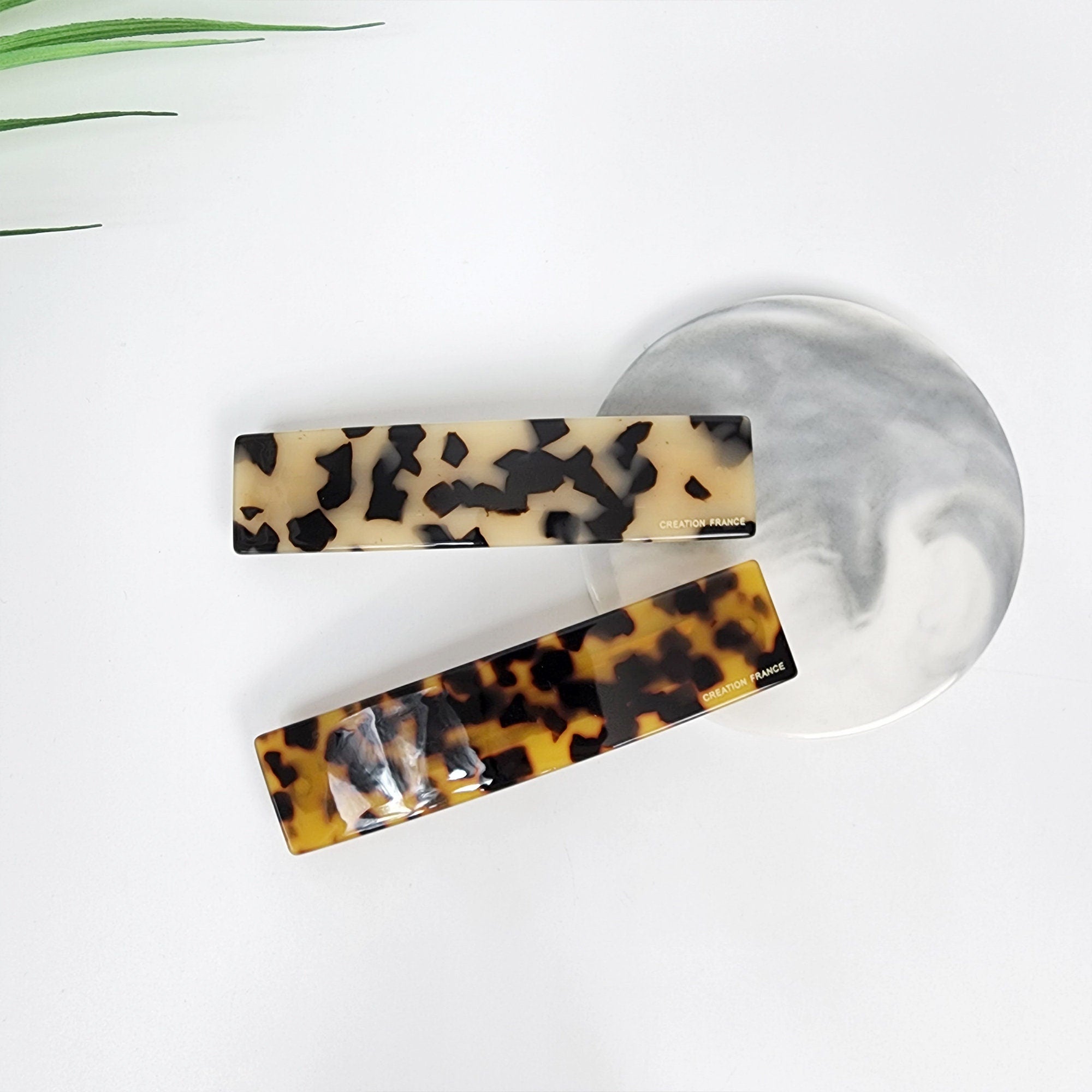 Leopard Square Hair Barrette (4.1 Inch) / Tortoise Shell French Hair Pin / Hair Accessory for Woman / Automatic Hair Clip Claw