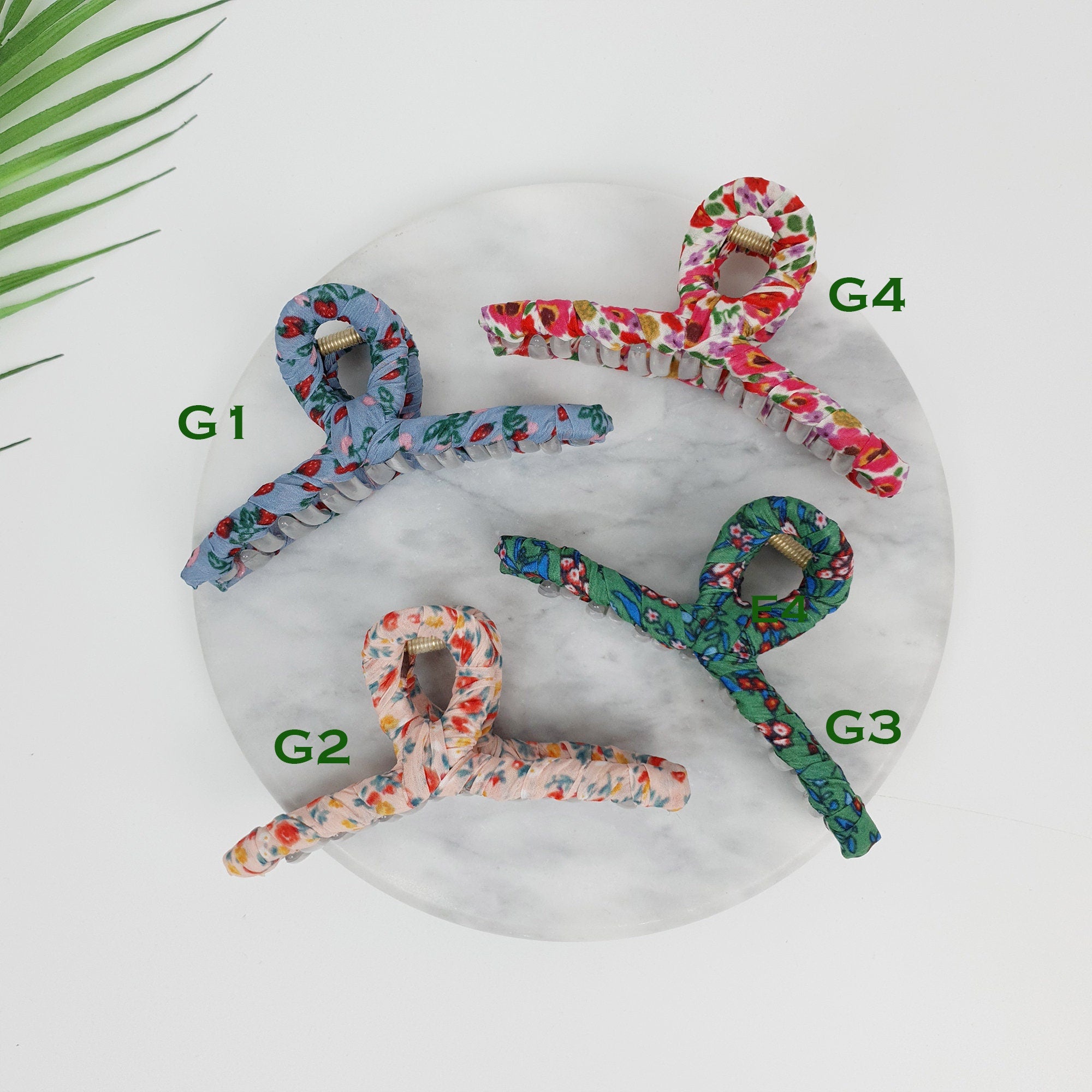 Floral Scarf Twist Hair Clip / Big Size Vintage Hair Claw / Hair Barrette for Woman / Large Hair Clip