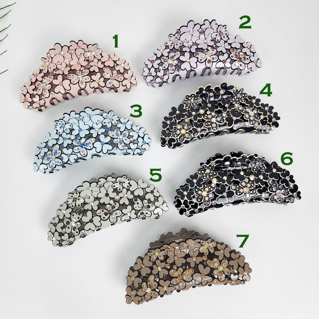 Brightening Blossom Garden Big Clip Hair Claw (4.7 Inch) / Pastel Color French Hair Pin / Hair Barrette for Woman