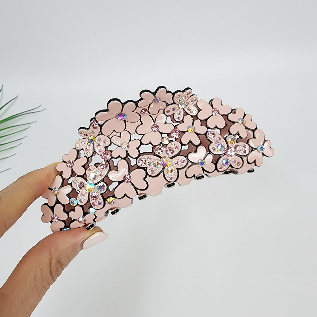 Brightening Blossom Garden Big Clip Hair Claw (4.7 Inch) / Pastel Color French Hair Pin / Hair Barrette for Woman