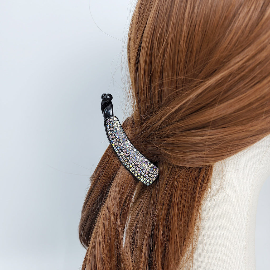 Leopard Black Basic Small Banana Claw Clip with Cubic / Luxurious French Hair Pin / Hair Comb Barrette for Woman