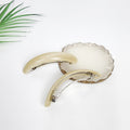 Art Beige Round Cover Hair Barrette (3.8 Inch) / Luxurious French Hair Pin / Hair Accessory for Woman / Automatic Hair Clip