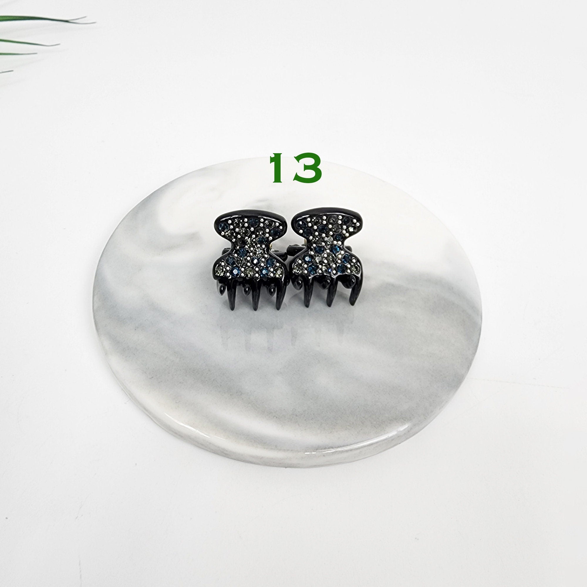 Cubic Stone Mini Hair Clips 2 Pieces in 1 Set / Tortoise Shell French Hair Pin / Luxurious Hair Accessory for Woman / Small French Barrette