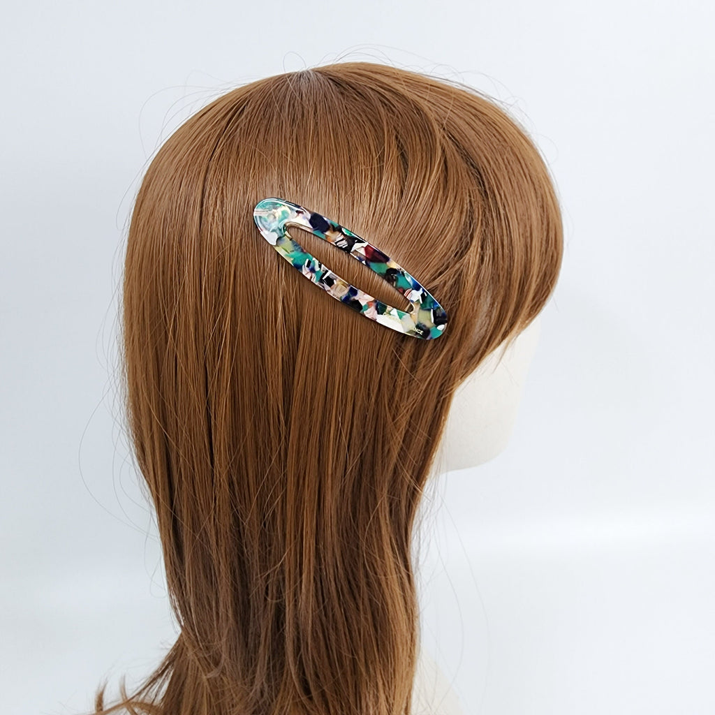 Tortoise Shell Aurora Long Oval Snap Clip (3.3 Inch) / French Hairgrip Barrette / French Hair Pin / Tic Tac Hair Clip Pin