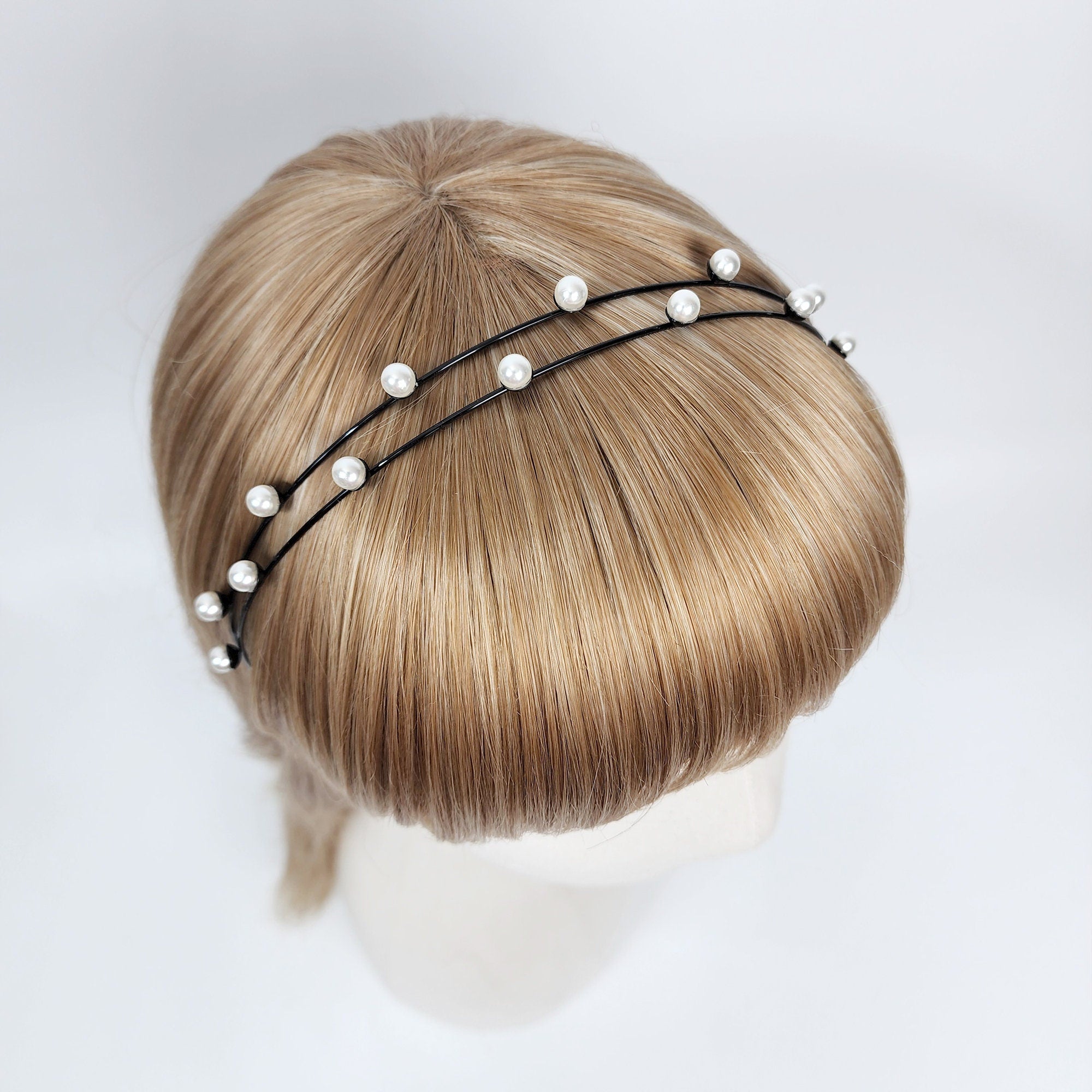 Two Wire Thin Headband with Pearl / Elegant Pearl Headband / Hair Accessories for Woman / Bridal Headband