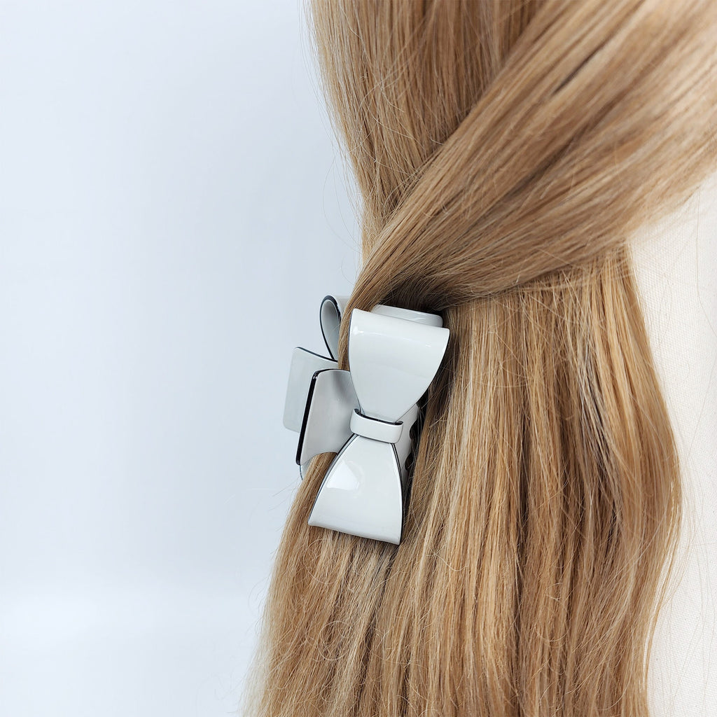 Pastel Color Large Bow Ribbon Hair Claw Clip (3.0 Inch) / Luxurious French Hair Pin / Hair Accessory for Woman