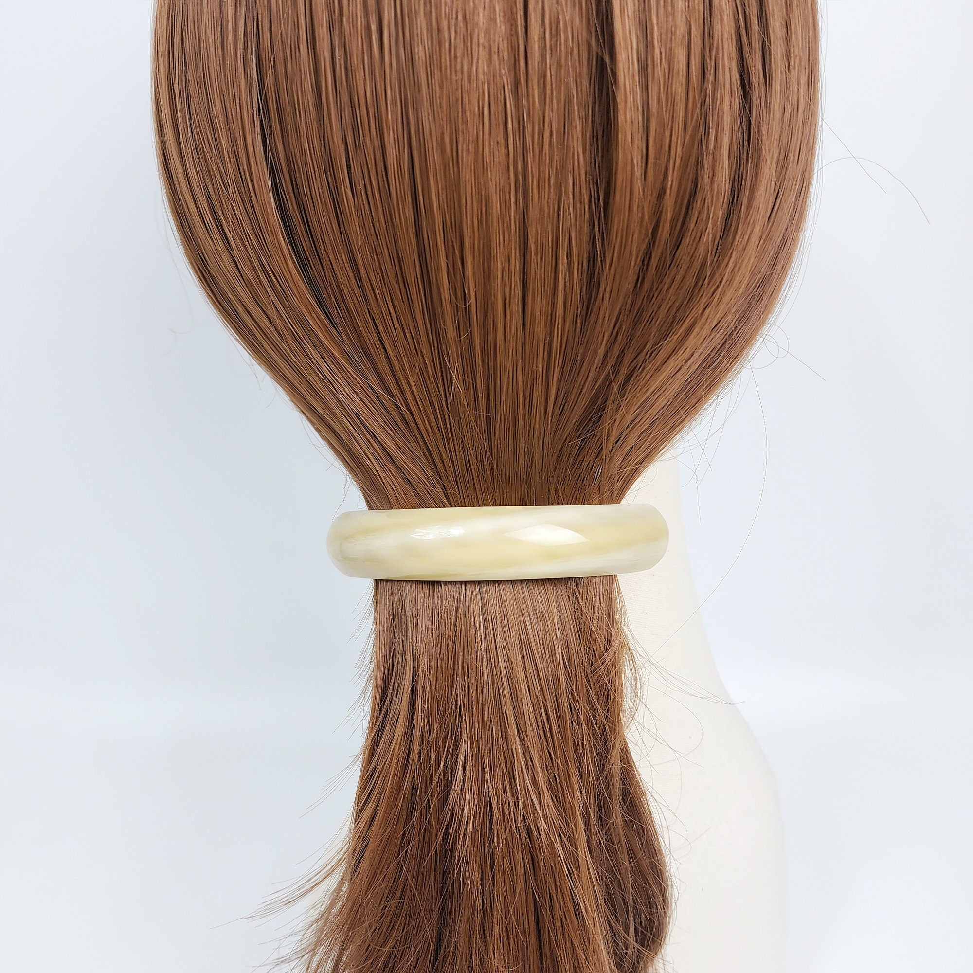 Art Beige Round Cover Hair Barrette (3.8 Inch) / Luxurious French Hair Pin / Hair Accessory for Woman / Automatic Hair Clip