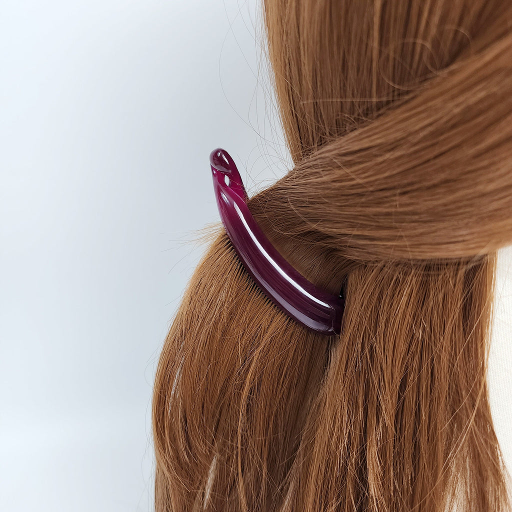 Pure Color Round Banana Clip (3.8 Inch) / Colorful Hair Comb Barrette / Clincher Comb Hair Accessory