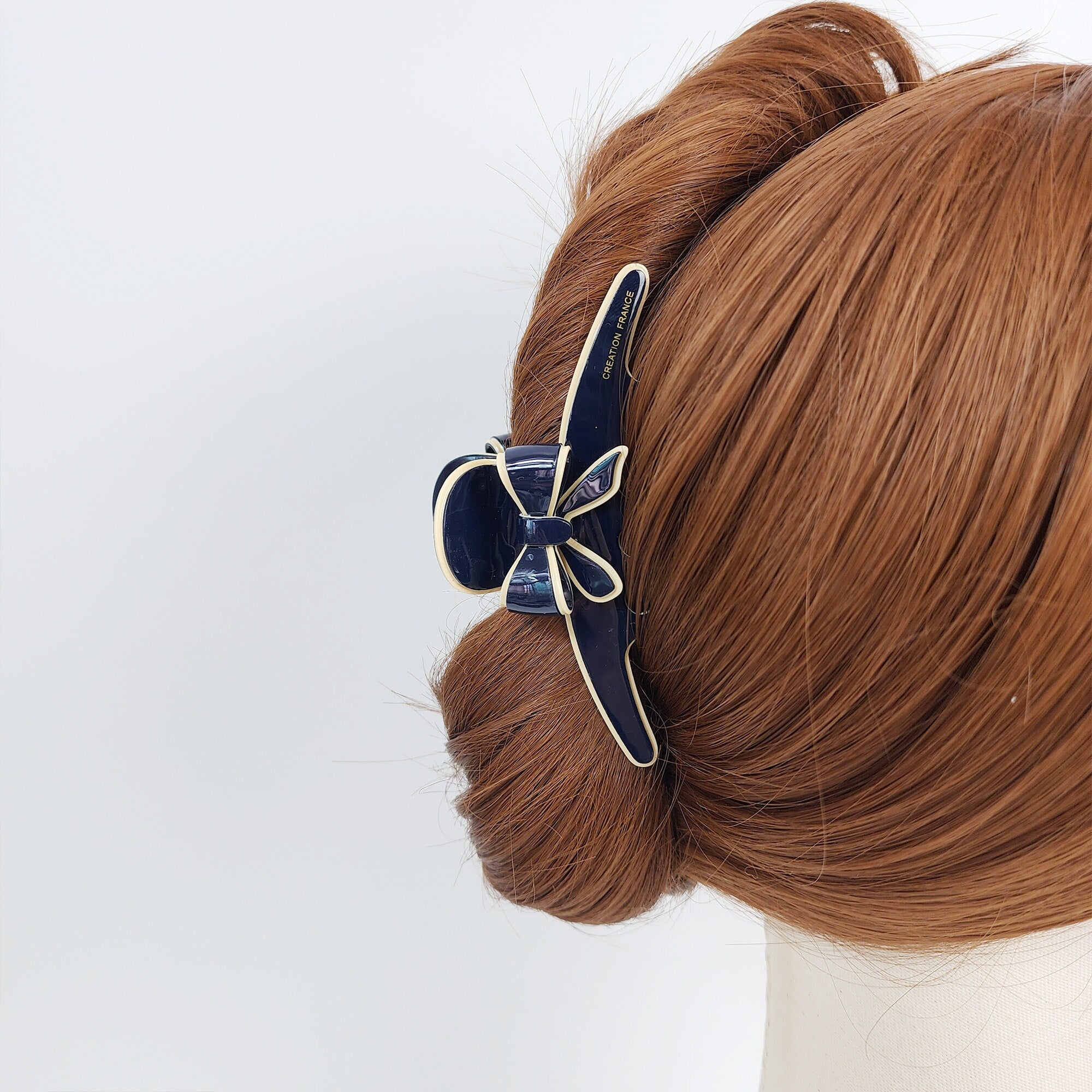 Pastel Color Ribbon Long Slim Hair Claw Clip (4.1 Inch) / Luxurious French Hair Pin / Hair Accessory for Woman