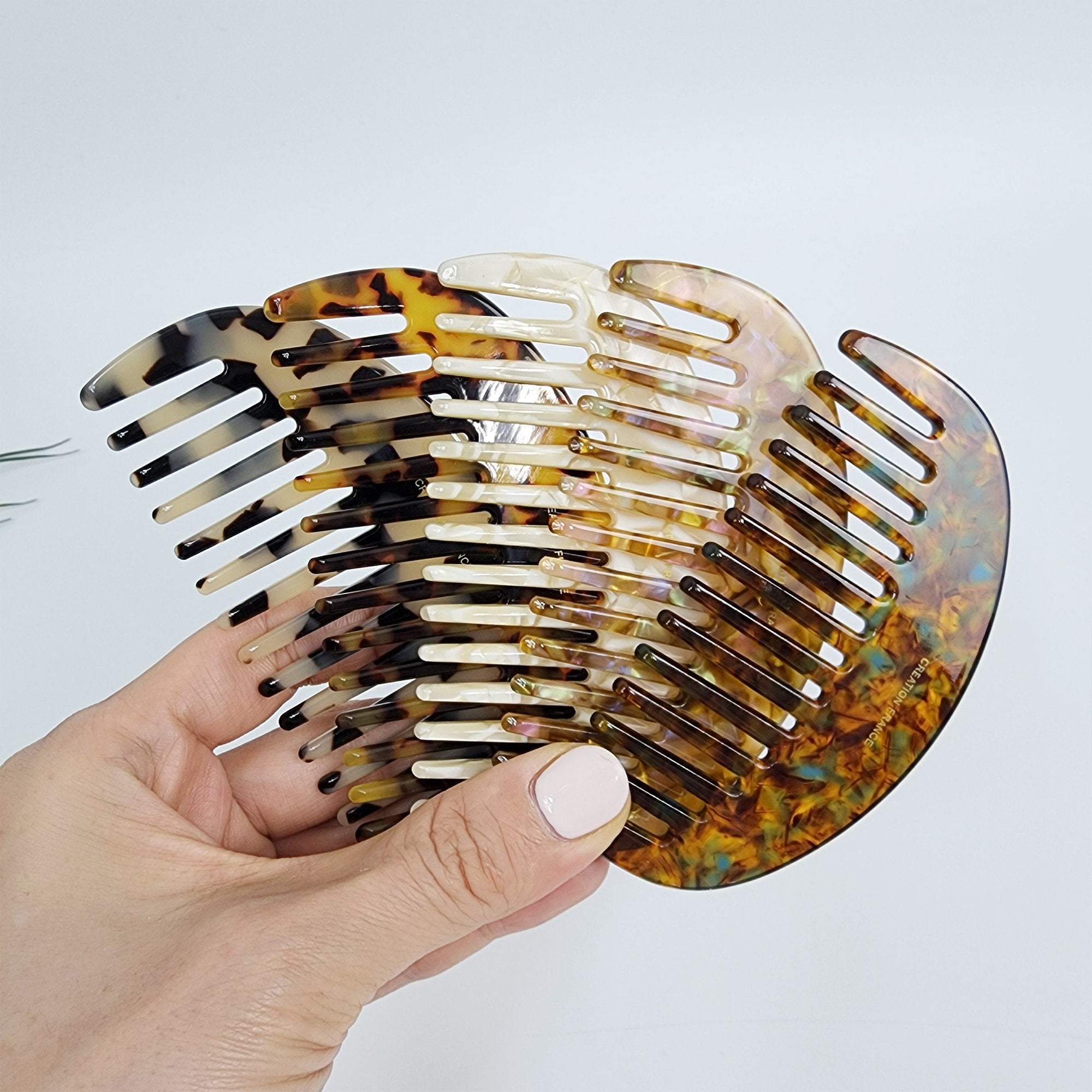 Tortoise Shell Half Moon Portable Hair Comb (4.0 Inch) / Curly Hair Comb Hair Brush / Hair Accessory for Woman