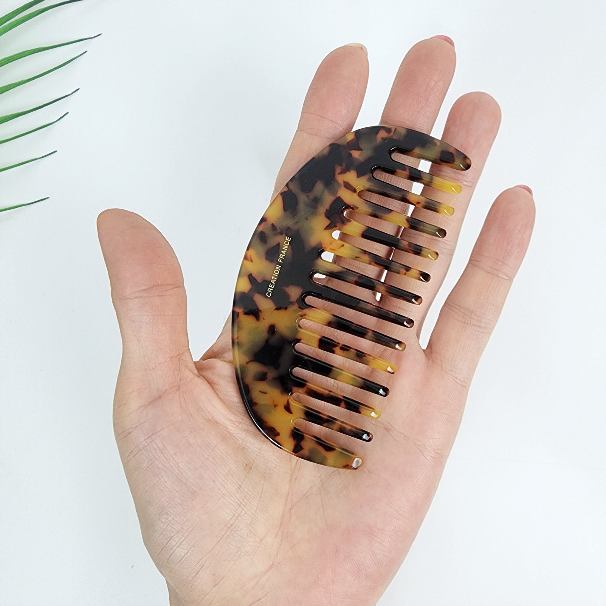 Tortoise Shell Half Moon Portable Hair Comb (4.0 Inch) / Curly Hair Comb Hair Brush / Hair Accessory for Woman