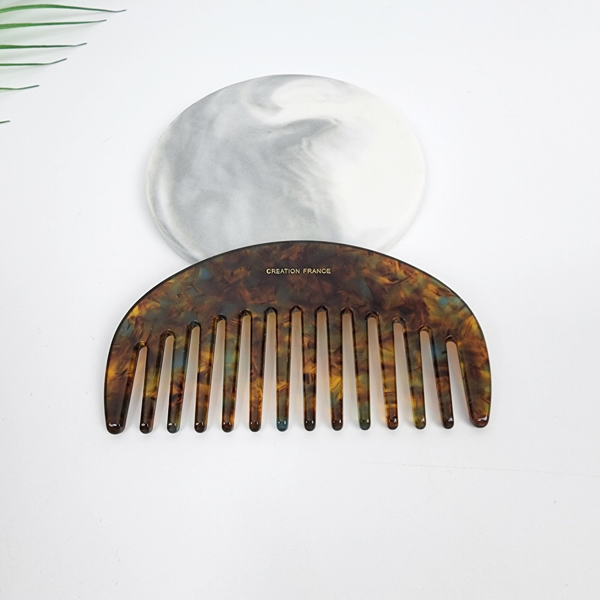 Tortoise Shell Half Moon Portable Hair Comb (4.0 Inch) / Curly Hair Comb Hair Brush / Hair Accessory for Woman