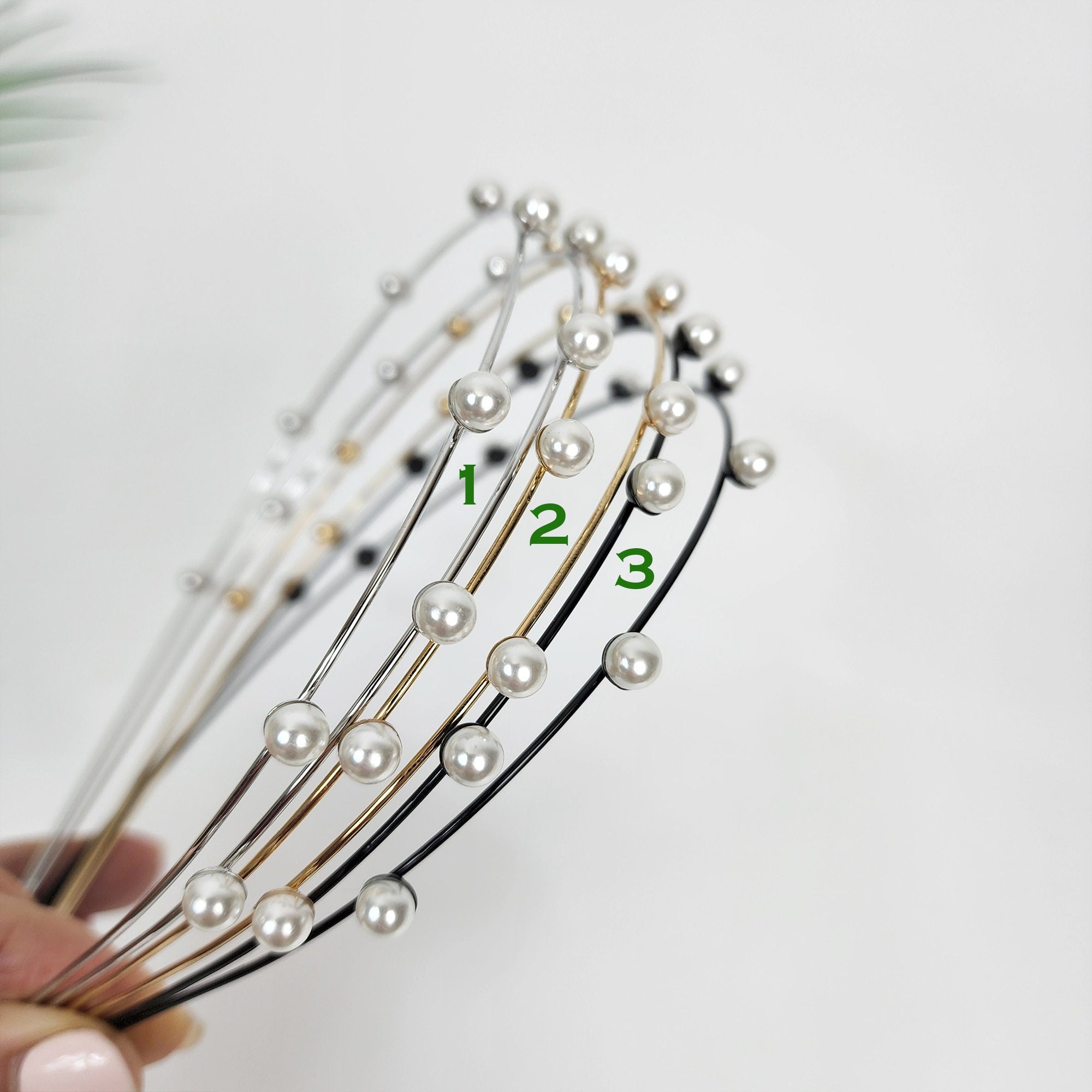 Two Wire Thin Headband with Pearl / Elegant Pearl Headband / Hair Accessories for Woman / Bridal Headband