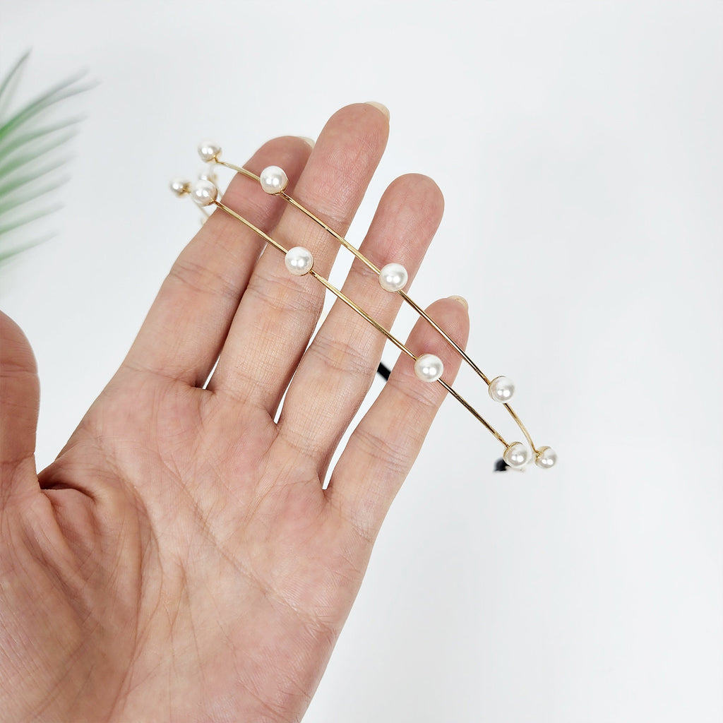 Two Wire Thin Headband with Pearl / Elegant Pearl Headband / Hair Accessories for Woman / Bridal Headband