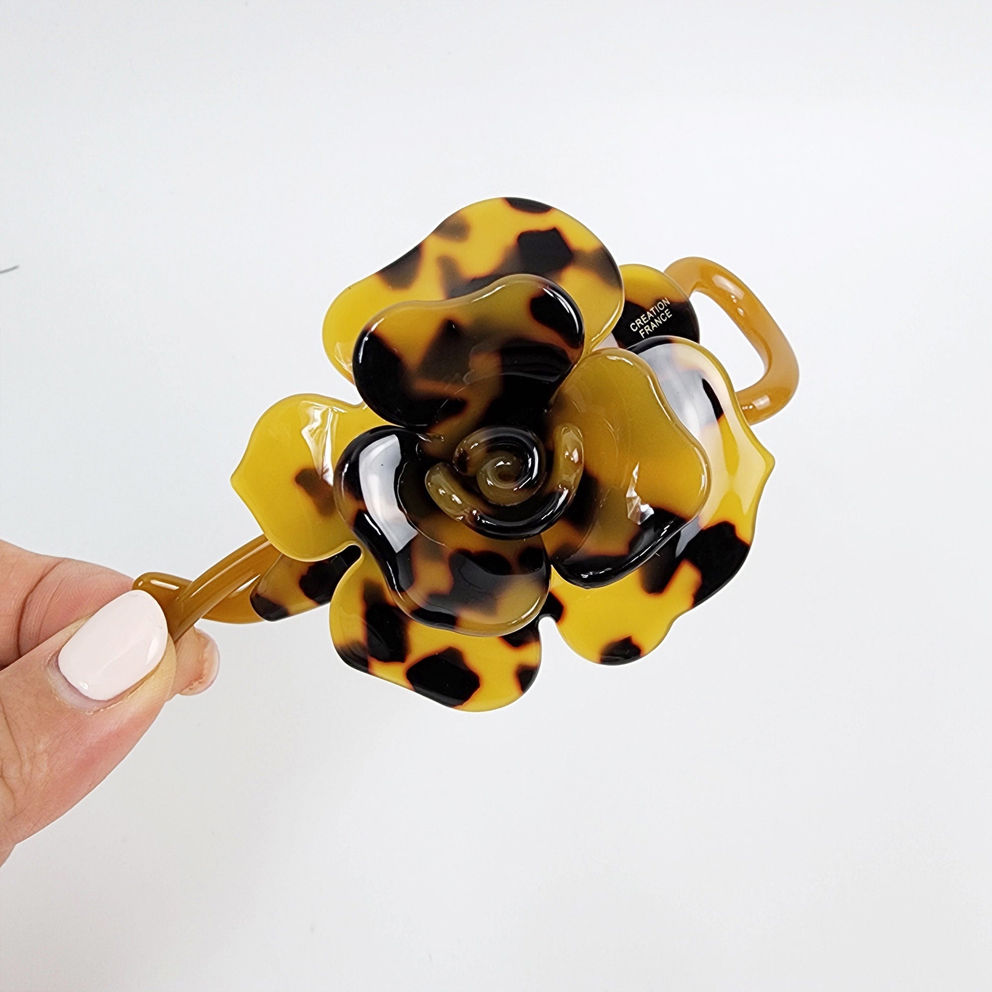 Volume Flower Banana Claw Clip / Tortoise Shell Hair Comb Barrette / French Hair Pin / Floral Hair Clips for Woman