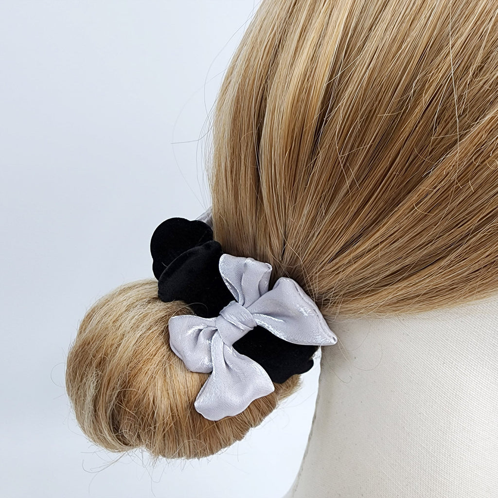 Black Velvet Organza Ribbon Two Leg Low Bun Hair Claw Clip / Medium Size Ponytail Holder / Hair Barrette for Woman