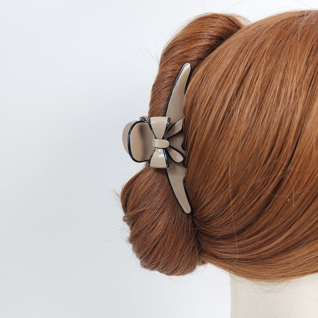 Pastel Color Ribbon Long Slim Hair Claw Clip (4.1 Inch) / Luxurious French Hair Pin / Hair Accessory for Woman