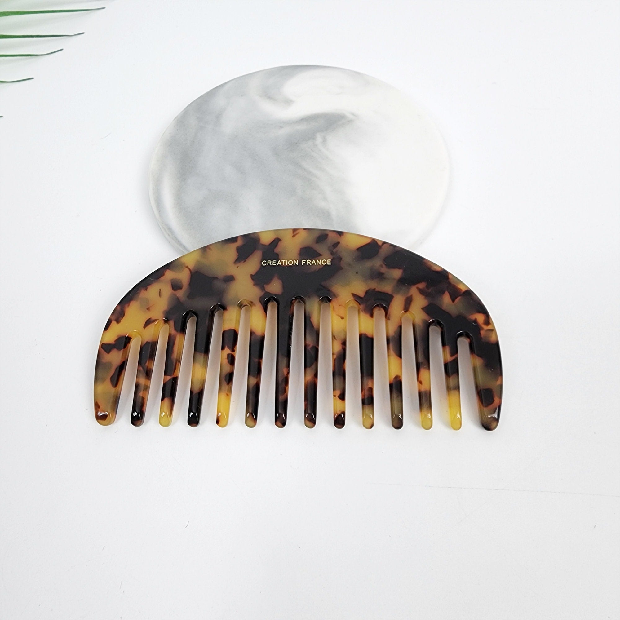 Tortoise Shell Half Moon Portable Hair Comb (4.0 Inch) / Curly Hair Comb Hair Brush / Hair Accessory for Woman