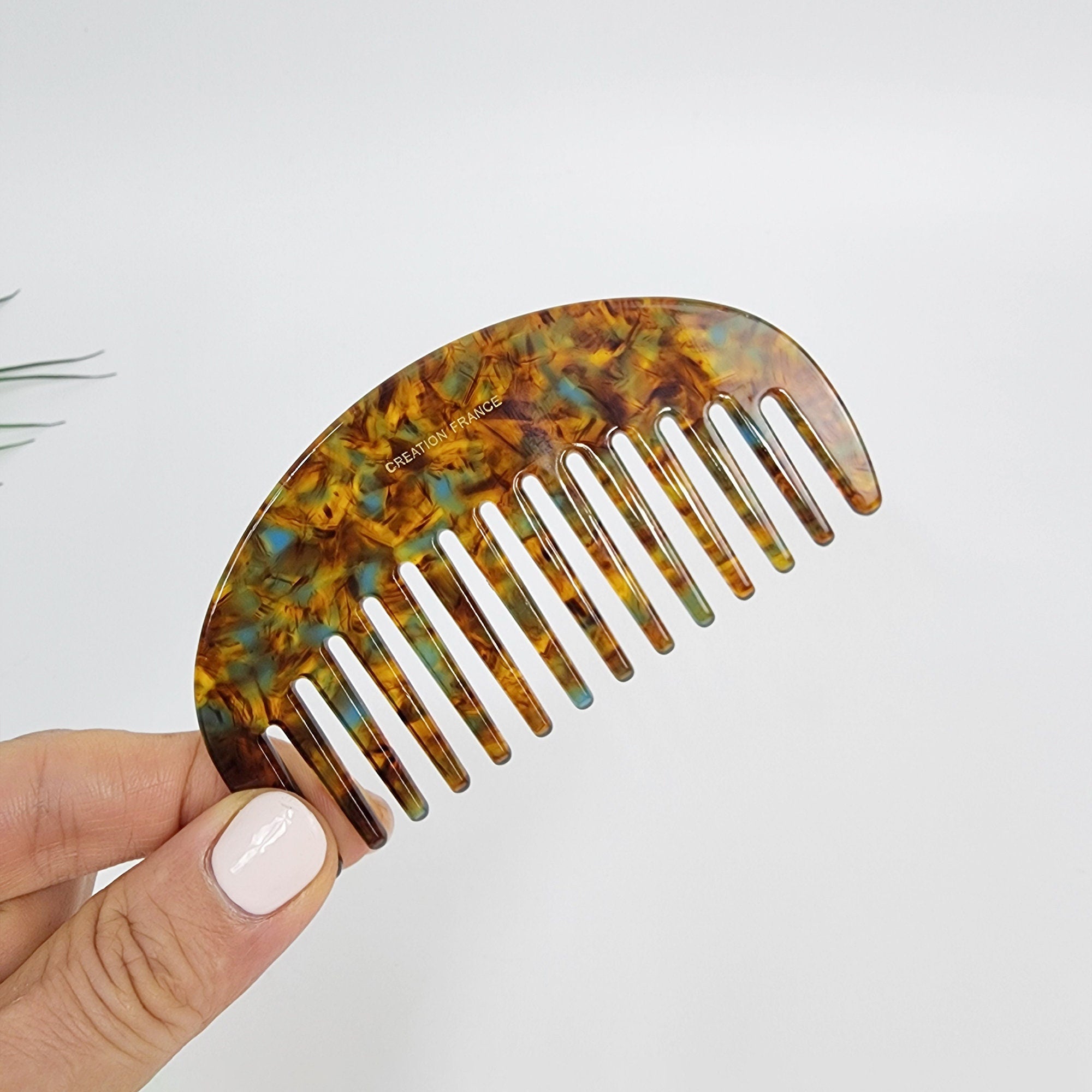 Tortoise Shell Half Moon Portable Hair Comb (4.0 Inch) / Curly Hair Comb Hair Brush / Hair Accessory for Woman