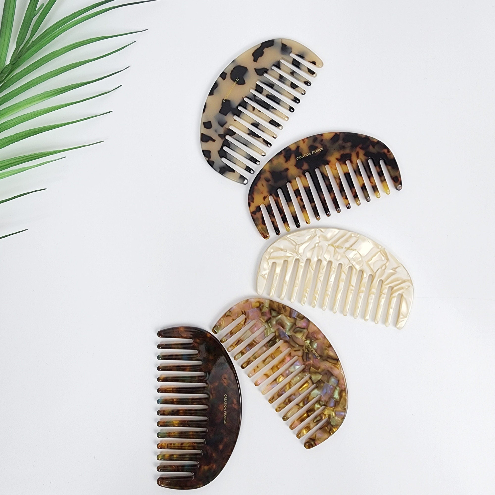 Tortoise Shell Half Moon Portable Hair Comb (4.0 Inch) / Curly Hair Comb Hair Brush / Hair Accessory for Woman