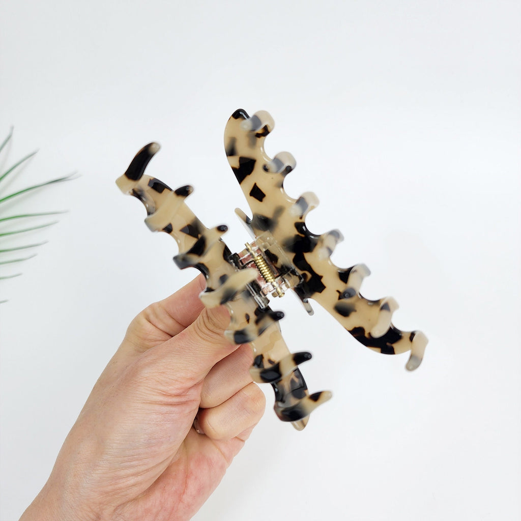 Leopard Eve Big Hair Claw Clip (4.0 Inch) / Tortoise Shell French Hair Pin / Hair Barrette for Woman
