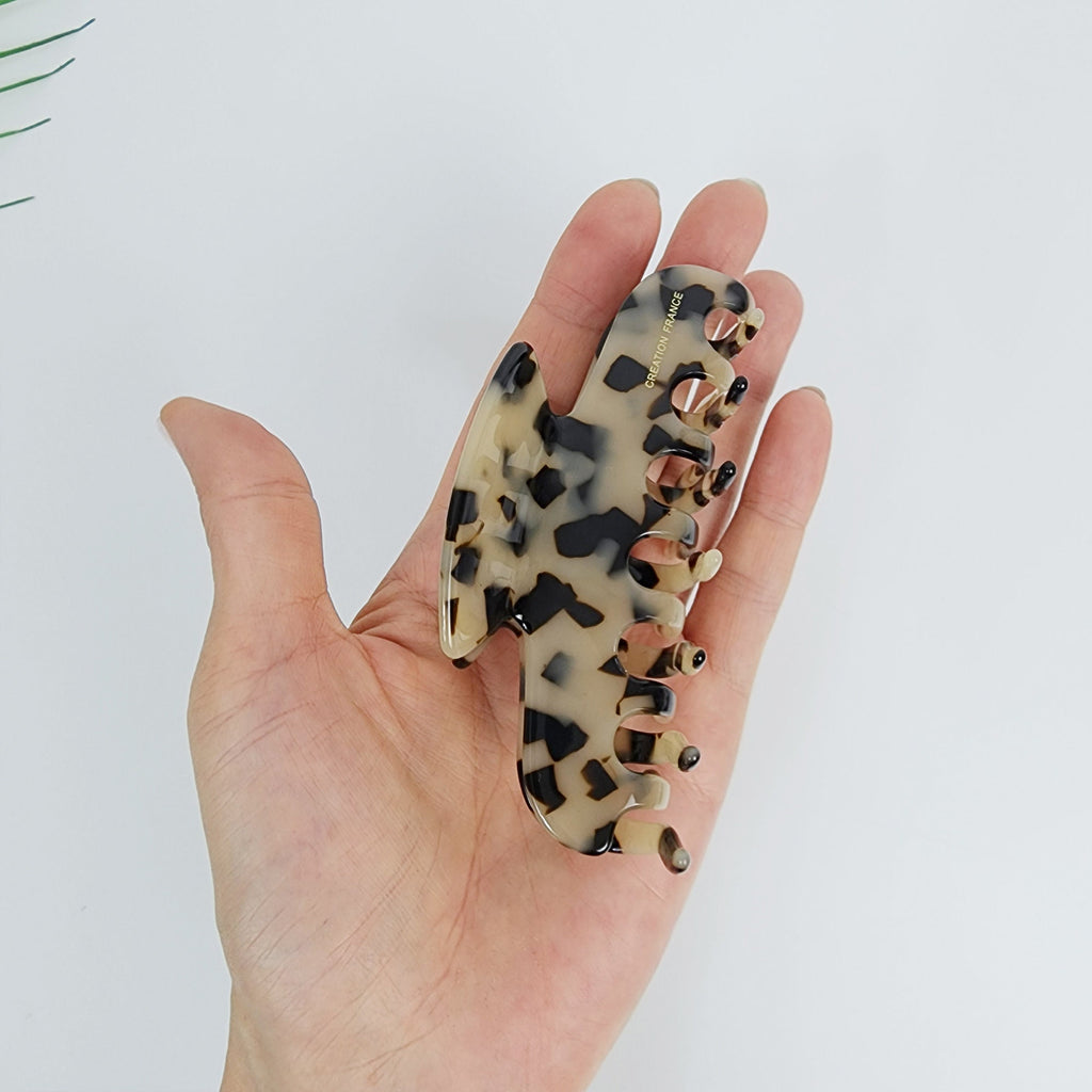 Leopard Eve Big Hair Claw Clip (4.0 Inch) / Tortoise Shell French Hair Pin / Hair Barrette for Woman