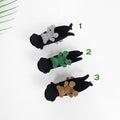 Black Velvet Teddy Bear Lowbun Round Hair Claw Clip / Vintage Ponytail Hair Claw / Hair Barrette for Woman / Velvet Hair Clip