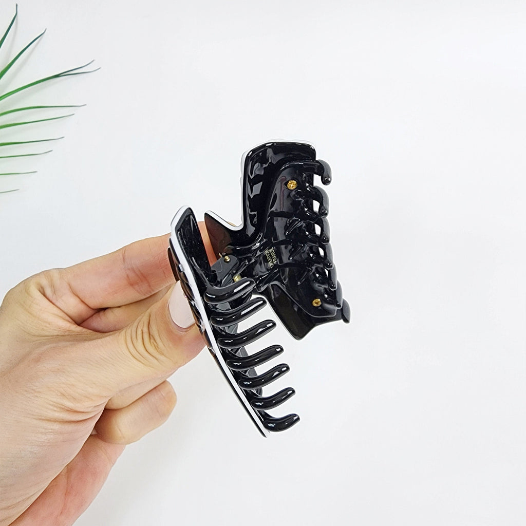 Curved Square Camellia Flower Hair Claw Clip (3.1 Inch) / Tortoise Shell French Hair Claw / Hair Barrette for Woman