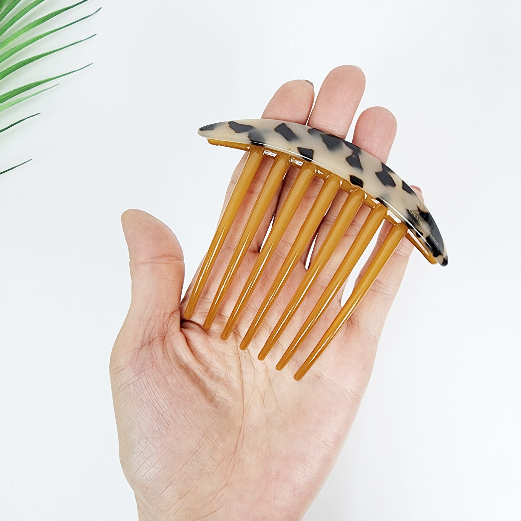 Simple Long Oval Non-slip Hair Comb Pin (4.3 Inch) / Tortoise Shell French Hair Pin / Hair Fork for Woman