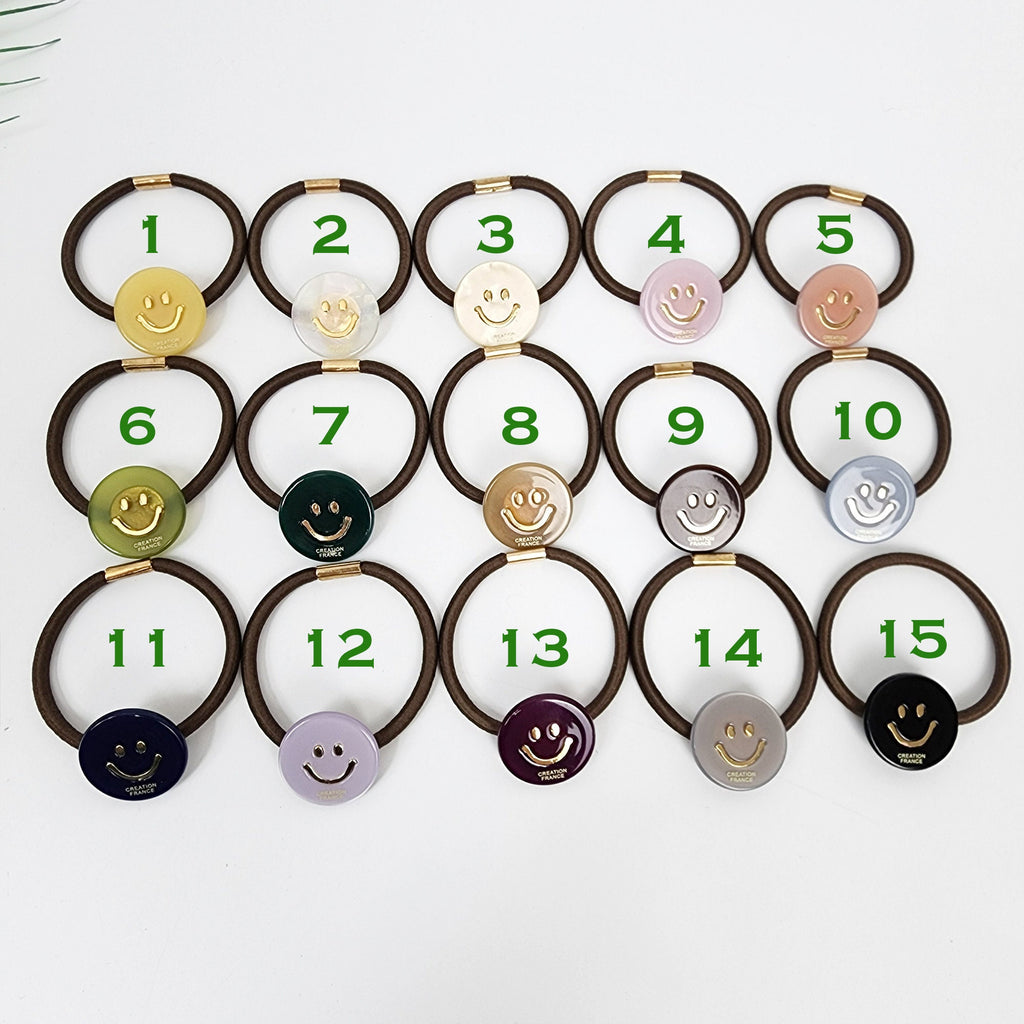 Golden Smile Round Mini Hair Tie (1.0 Inch) / Simple Cute Ponytail Holder / Hair Accessory for Woman / French Hair Tie