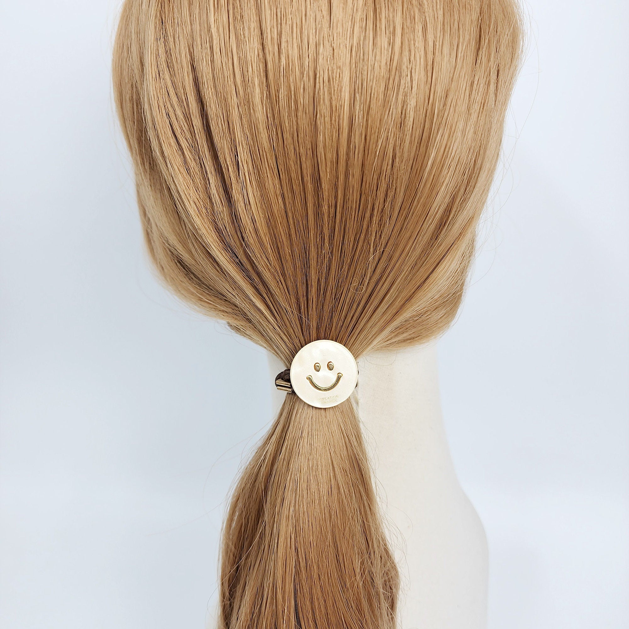 Golden Smile Round Mini Hair Tie (1.0 Inch) / Simple Cute Ponytail Holder / Hair Accessory for Woman / French Hair Tie
