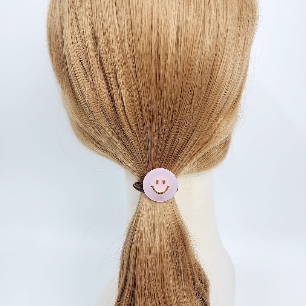 Golden Smile Round Mini Hair Tie (1.0 Inch) / Simple Cute Ponytail Holder / Hair Accessory for Woman / French Hair Tie