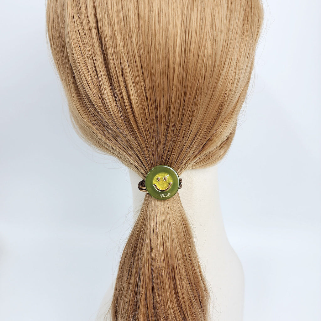 Golden Smile Round Mini Hair Tie (1.0 Inch) / Simple Cute Ponytail Holder / Hair Accessory for Woman / French Hair Tie