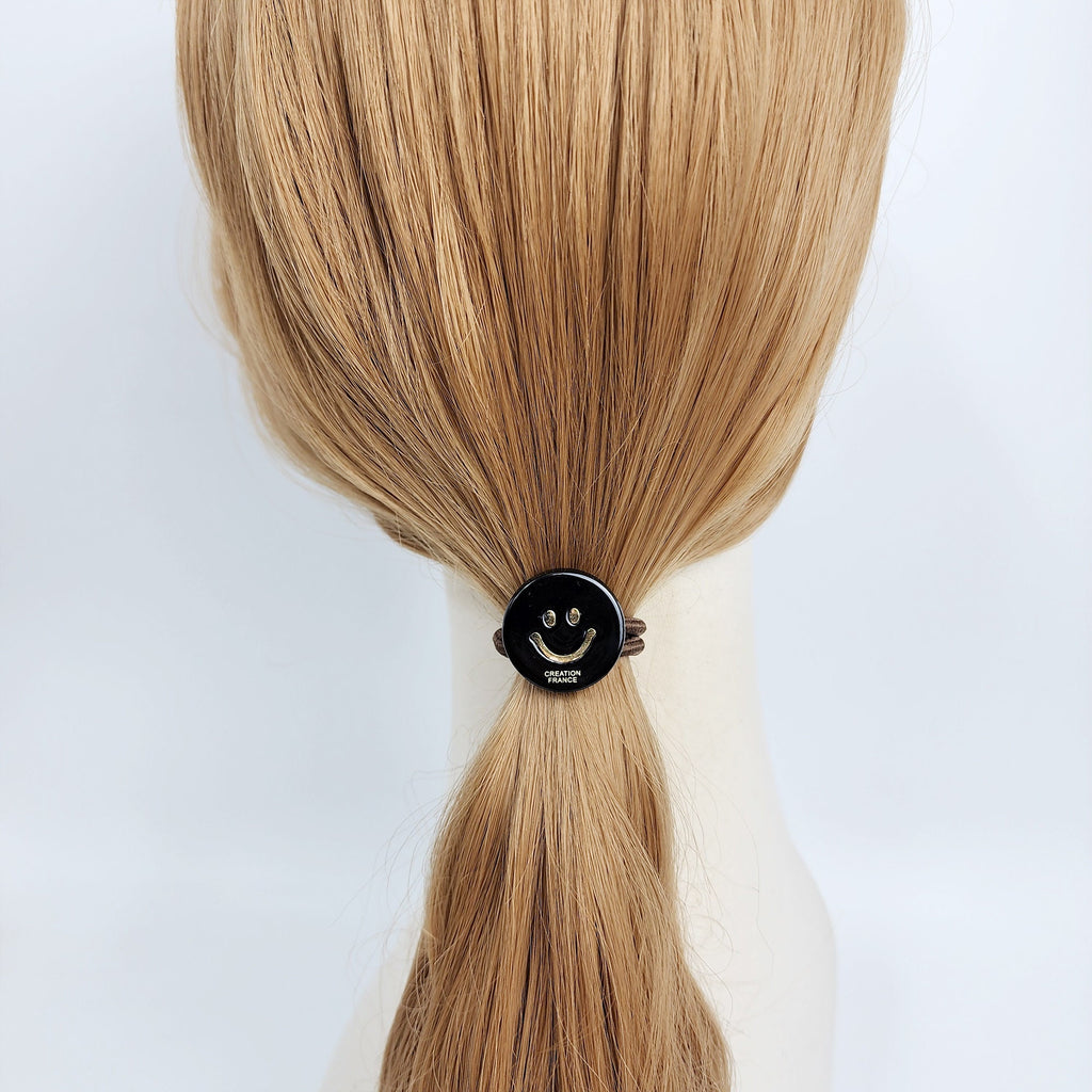 Golden Smile Round Mini Hair Tie (1.0 Inch) / Simple Cute Ponytail Holder / Hair Accessory for Woman / French Hair Tie