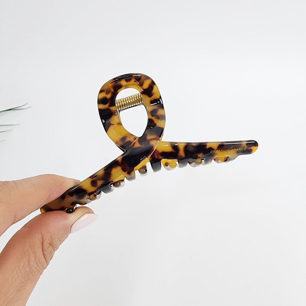 Luxurious Large Twist Hair Claw Clip (4.3 Inch) / Tortoise Shell French Hair Claw / Hair Barrette for Woman