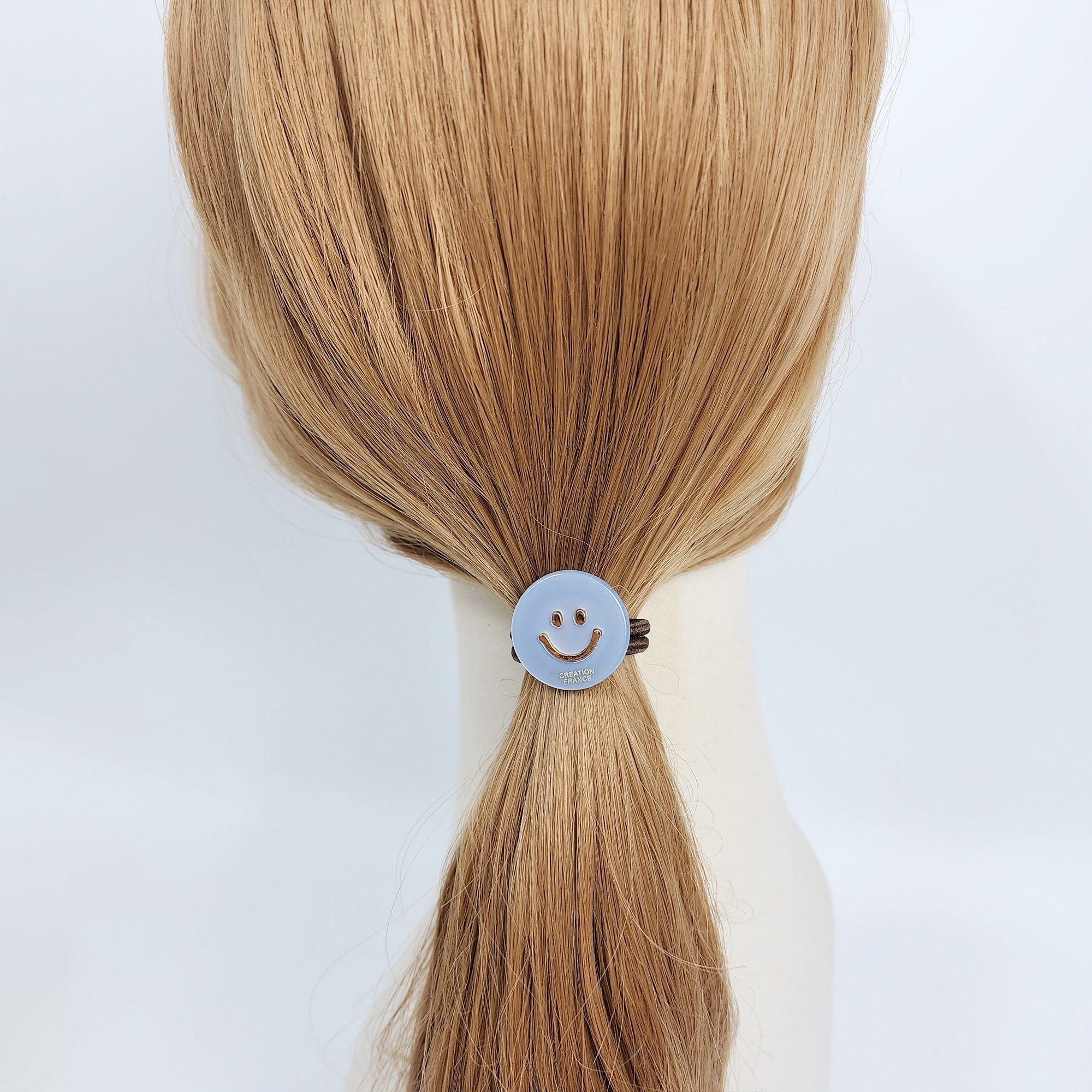 Golden Smile Round Mini Hair Tie (1.0 Inch) / Simple Cute Ponytail Holder / Hair Accessory for Woman / French Hair Tie